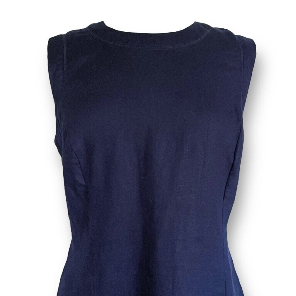 Malvin Germany Womens Linen Dress Sz 10 Navy Blue Fit & Flare Preppy Classic - Picture 3 of 8